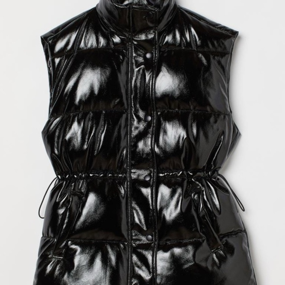 H&M Shiny Black Puffer Vest Gilet Divided size XXS extra extra small Women’s - Picture 3 of 9